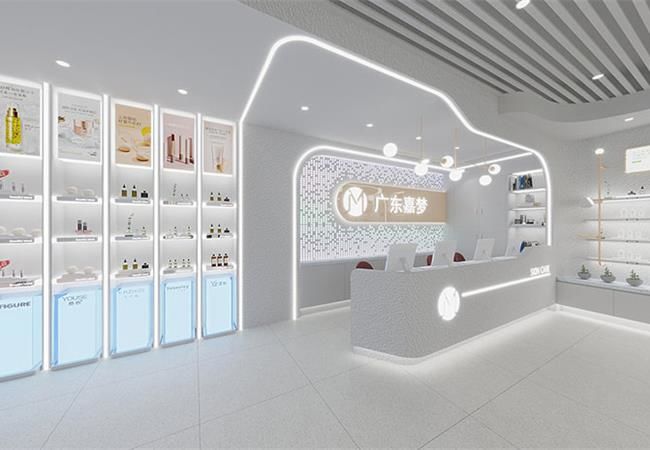 化妝品店裝修效果圖，看合肥裝修公司如何低成本裝修化妝品店？